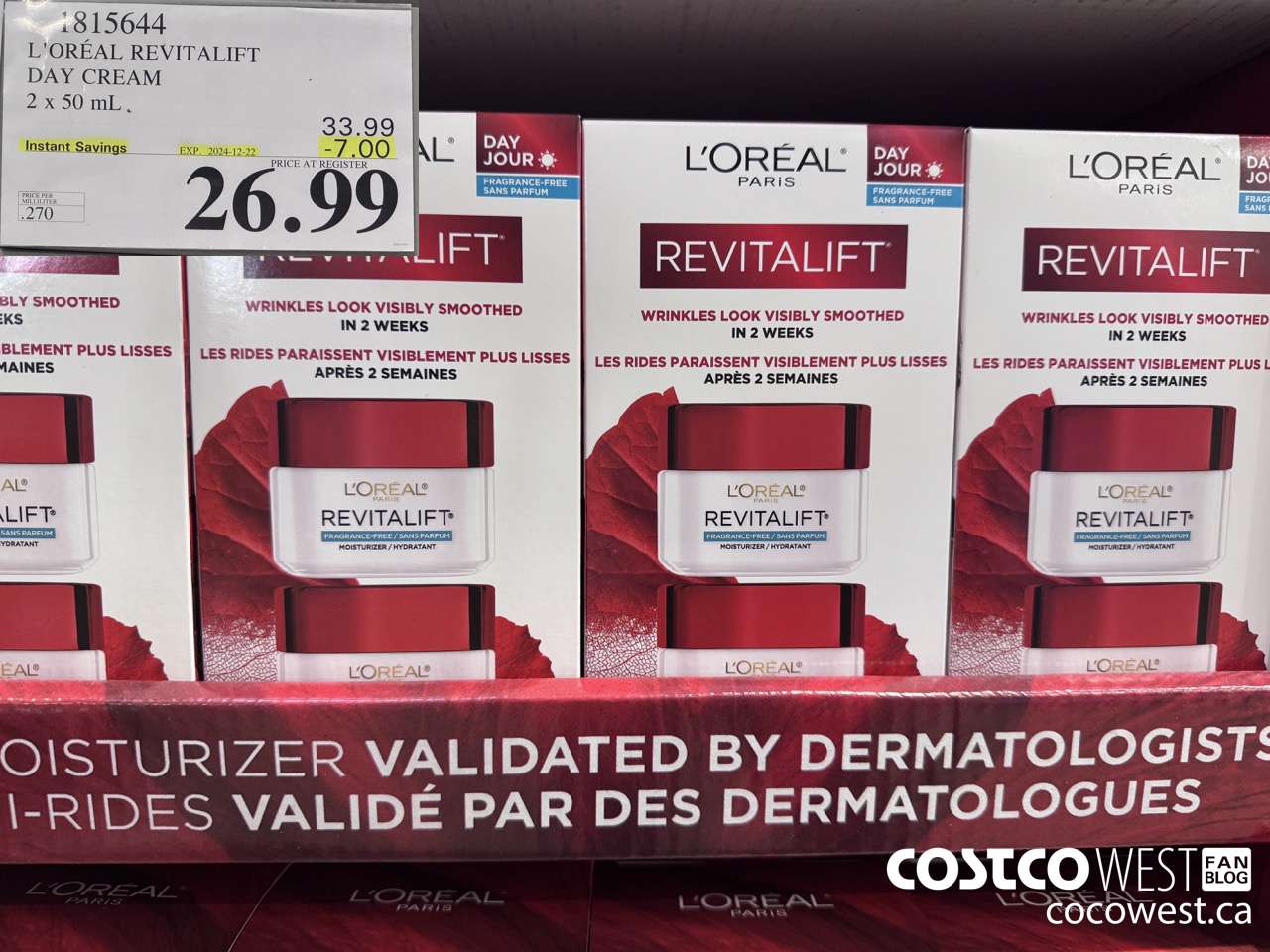 1815644 L'OREAL REVITALIFT DAY CREAM 2 X 50ML ($7.00 INSTANT SAVINGS EXPIRES ON 2024-12-22) $26.99
