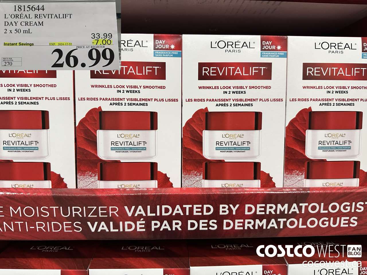 1815644 L'OREAL REVITALIFT DAY CREAM 2 X 50ML ($7.00 INSTANT SAVINGS EXPIRES ON 2024-12-22) $26.99