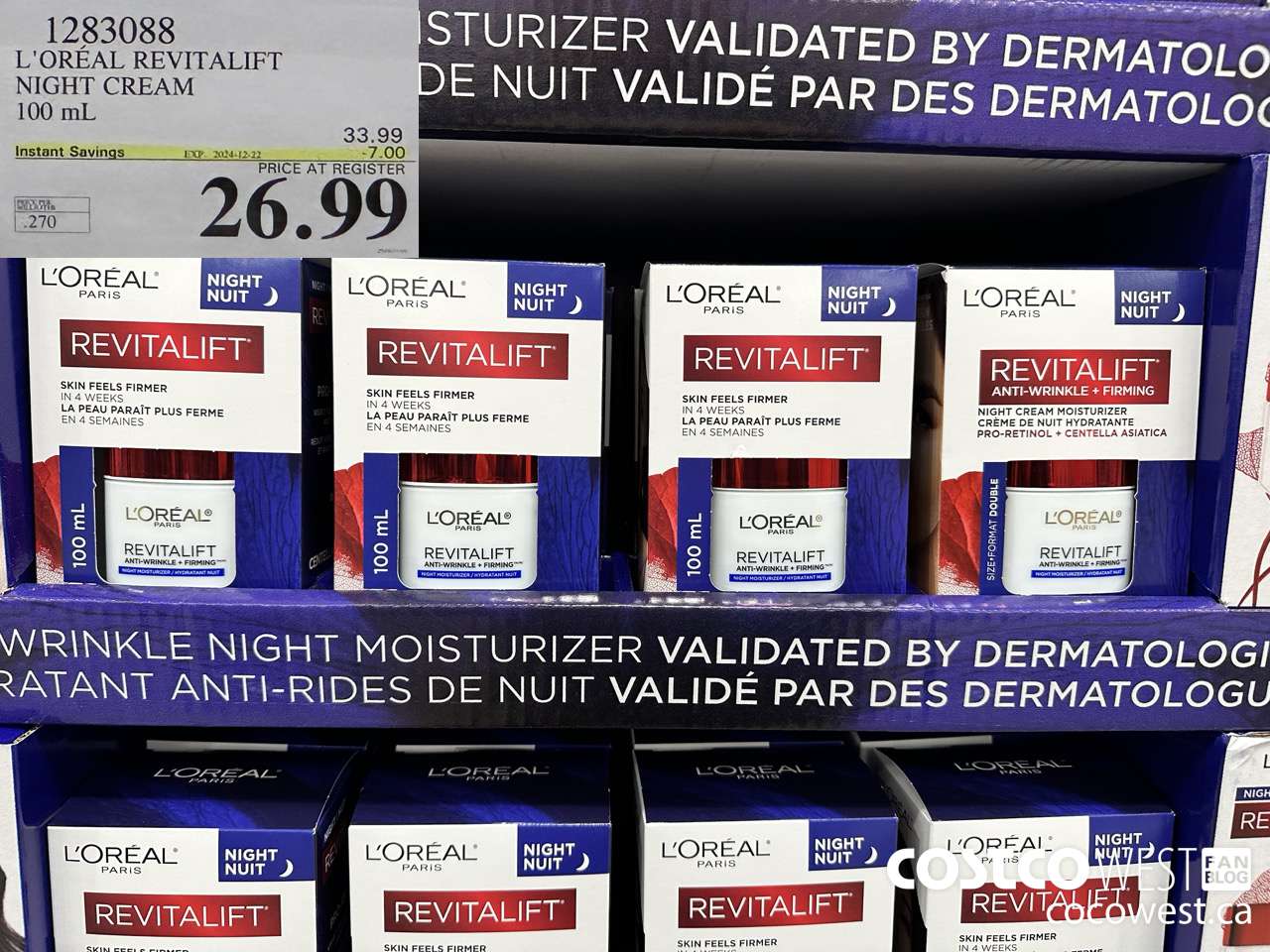 1283088 L'OREAL REVITALIFT NIGHT CREAM 100 mL ($7.00 INSTANT SAVINGS EXPIRES ON 2024-12-22) $26.99