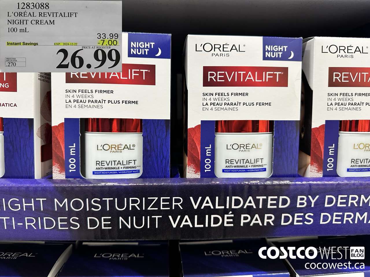 1283088 L'OREAL REVITALIFT NIGHT CREAM 100 mL ($7.00 INSTANT SAVINGS EXPIRES ON 2024-12-22) $26.99