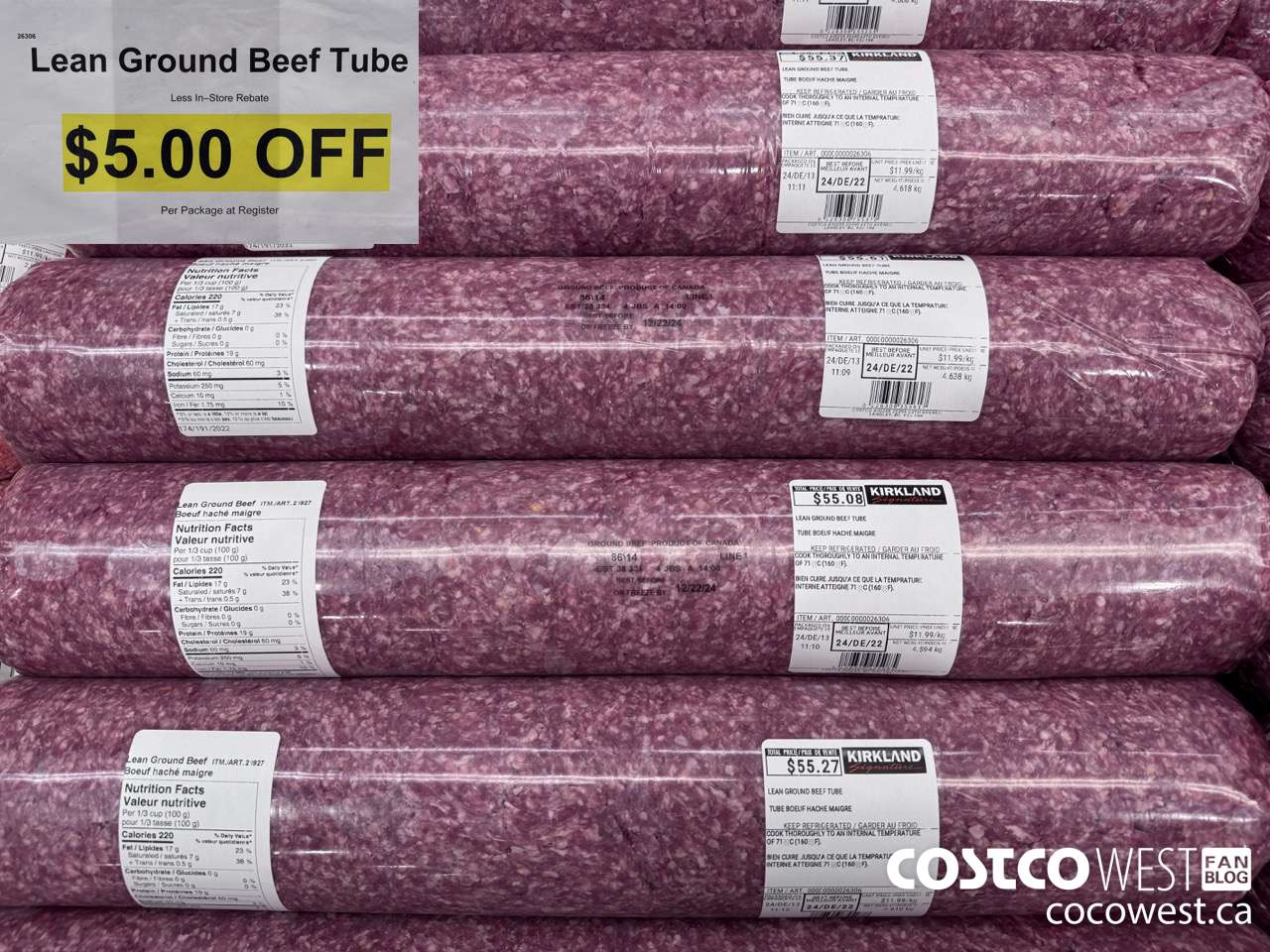26306 Lean Ground Beef Tube ($5.00 INSTANT SAVINGS)