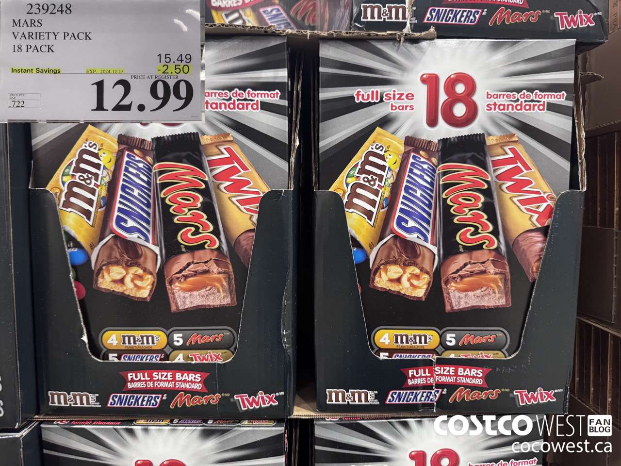 239248 MARS VARIETY PACK 18 PACK ($2.50 INSTANT SAVINGS EXPIRES ON 2024-12-15) $12.99