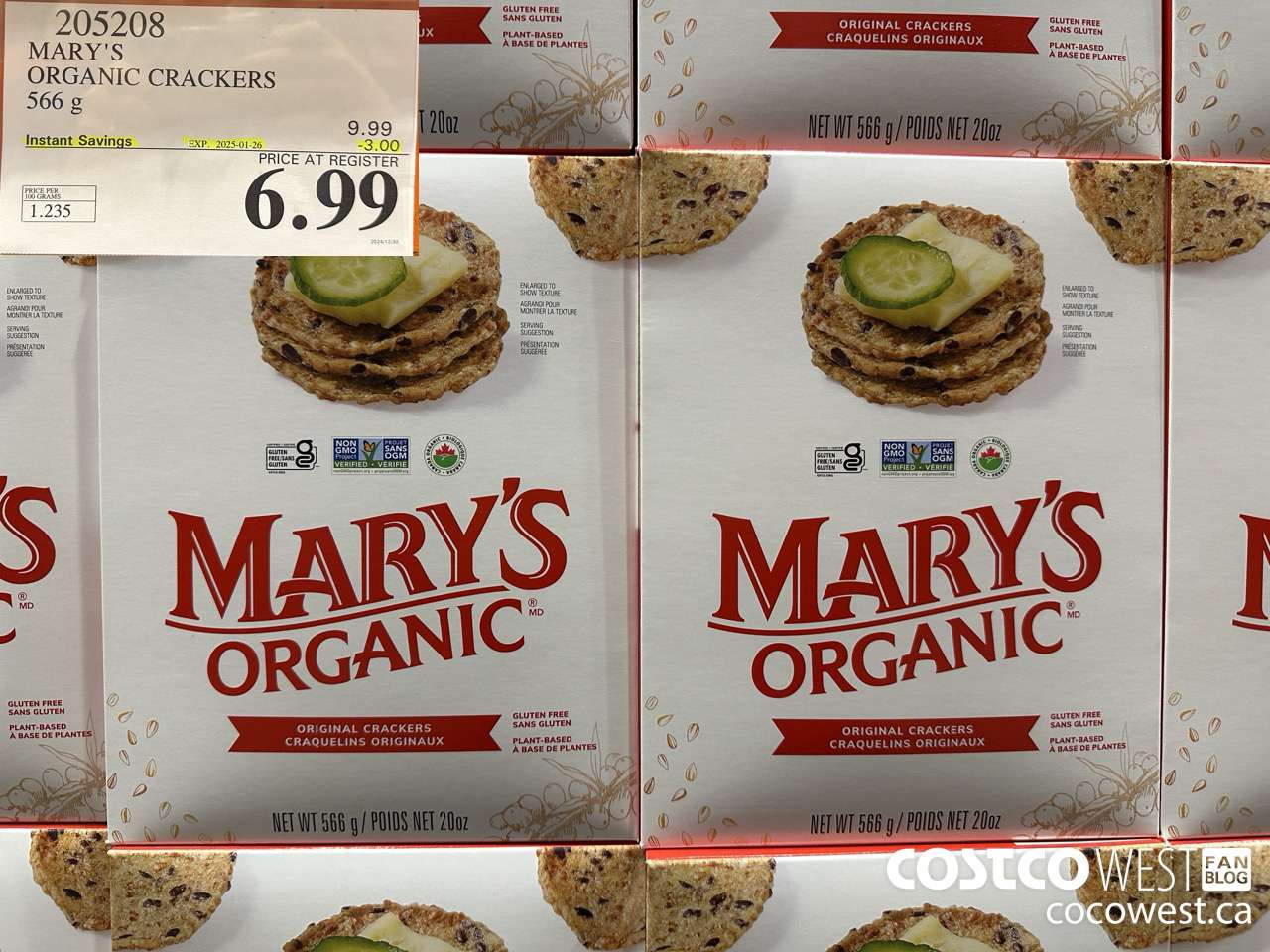 205208 MARY'S ORGANIC CRACKERS 566G ($3.00 INSTANT SAVINGS EXPIRES ON 2025-01-26) $6.99