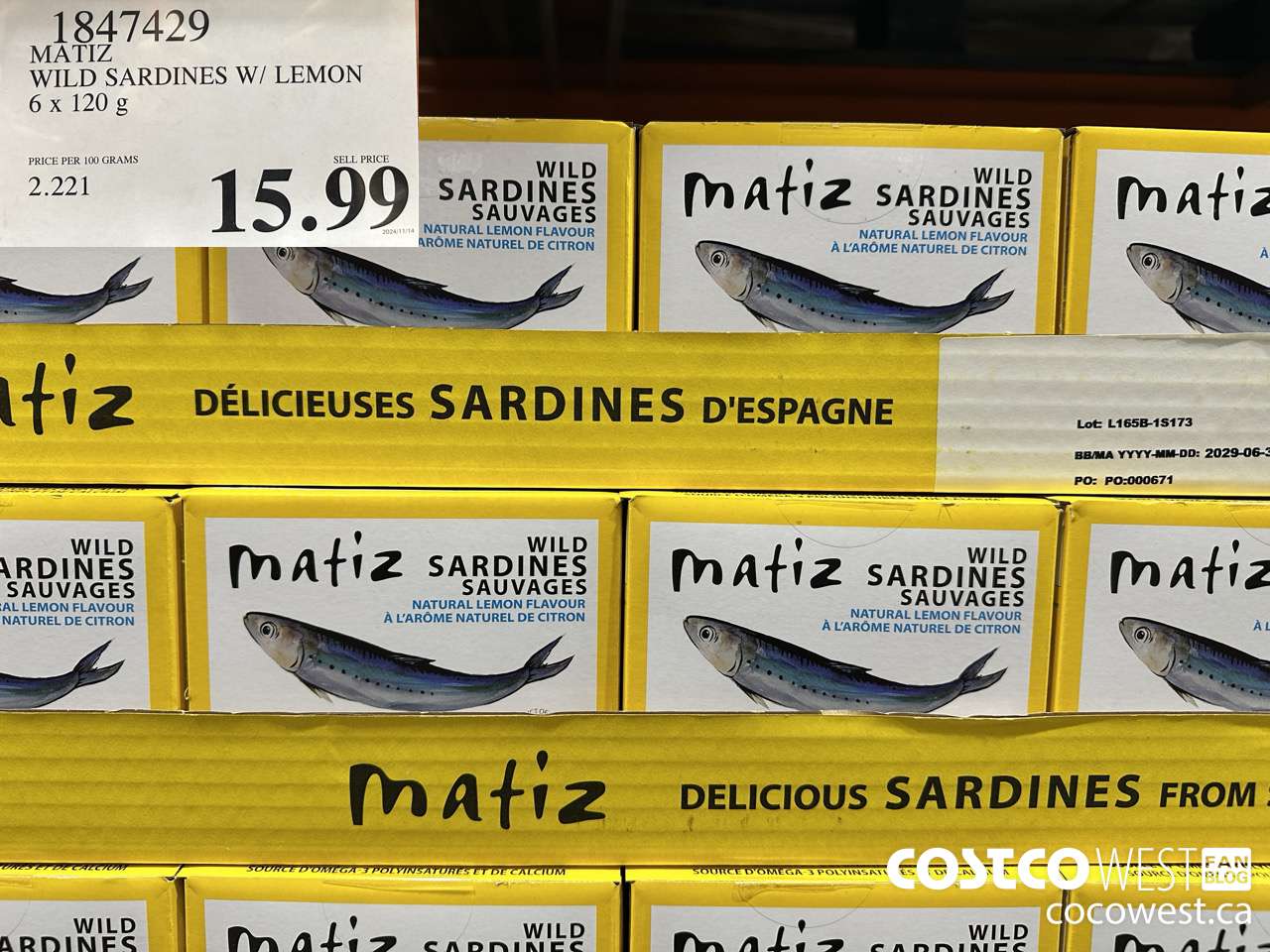 1847429 MATIZ WILD SARDINES W/ LEMON 6 X 120G $15.99