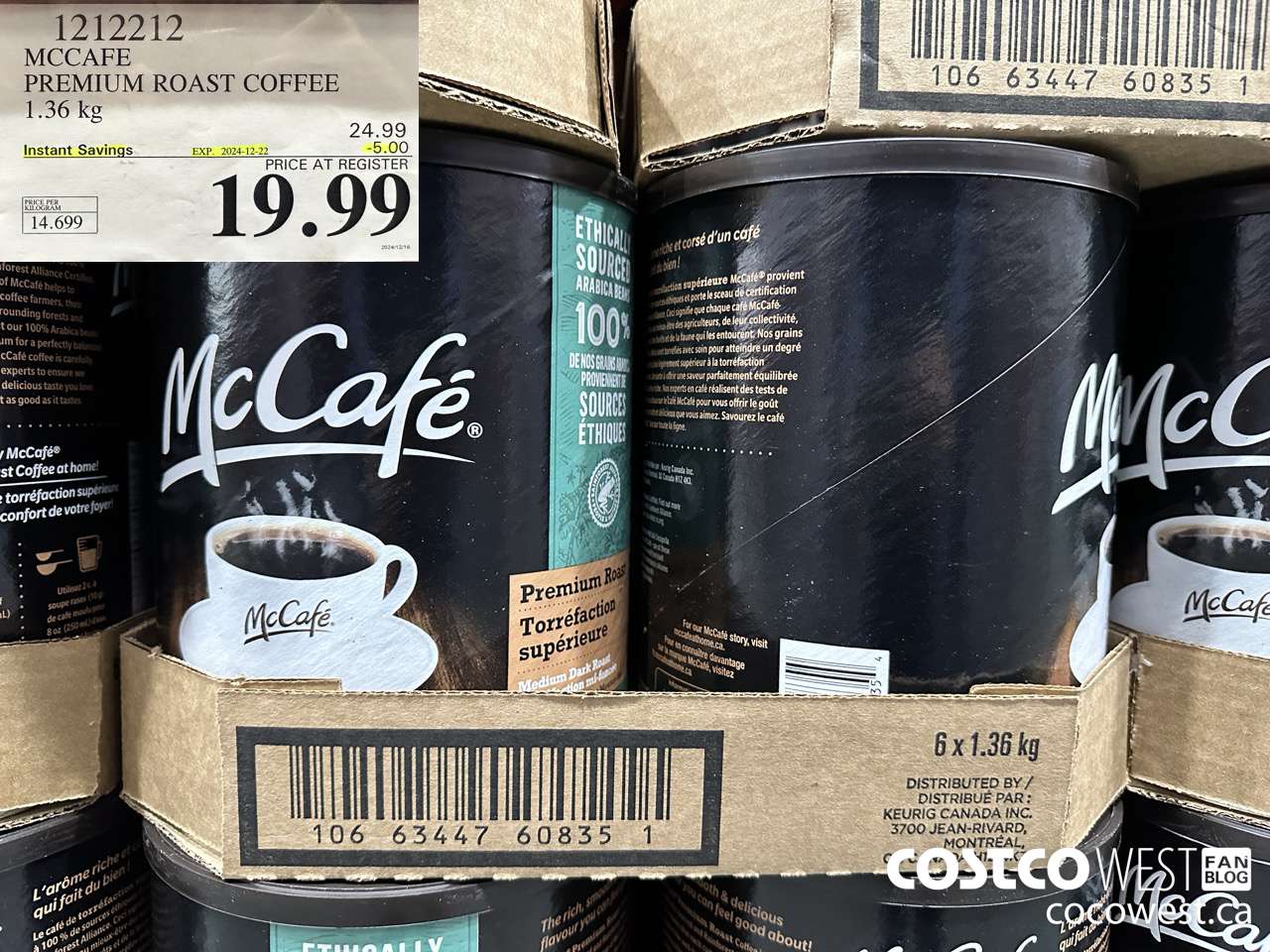 1212212 MCCAFE COFFEE PREMIUM ROAST GROUND 1.36KG ($5.00 INSTANT SAVINGS EXPIRES ON 2024-12-22) $19.99