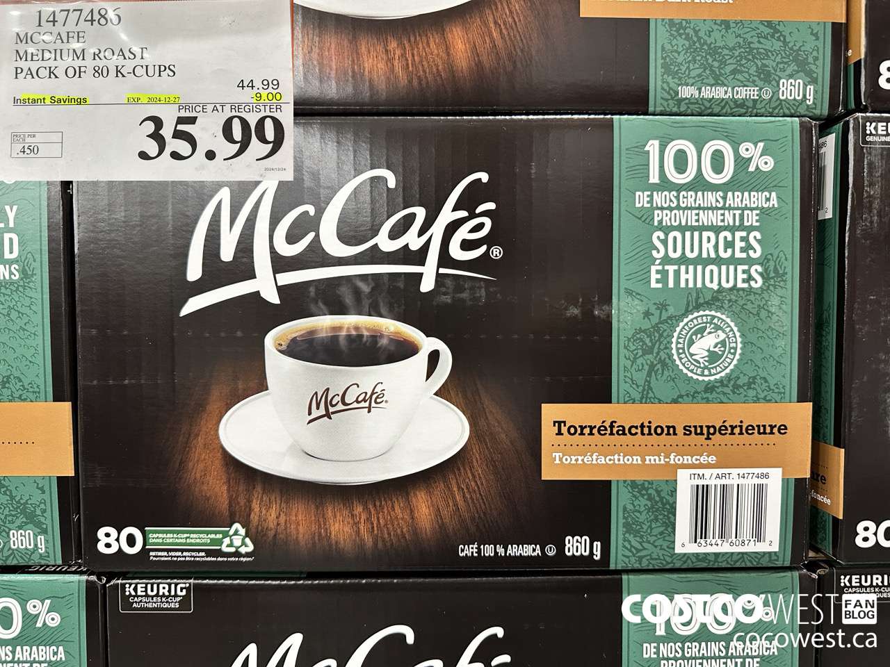 1477486 MCCAFE MEDIUM ROAST K-CUPS 80 COUNT ($9.00 INSTANT SAVINGS EXPIRES ON 2024-12-27) $35.99