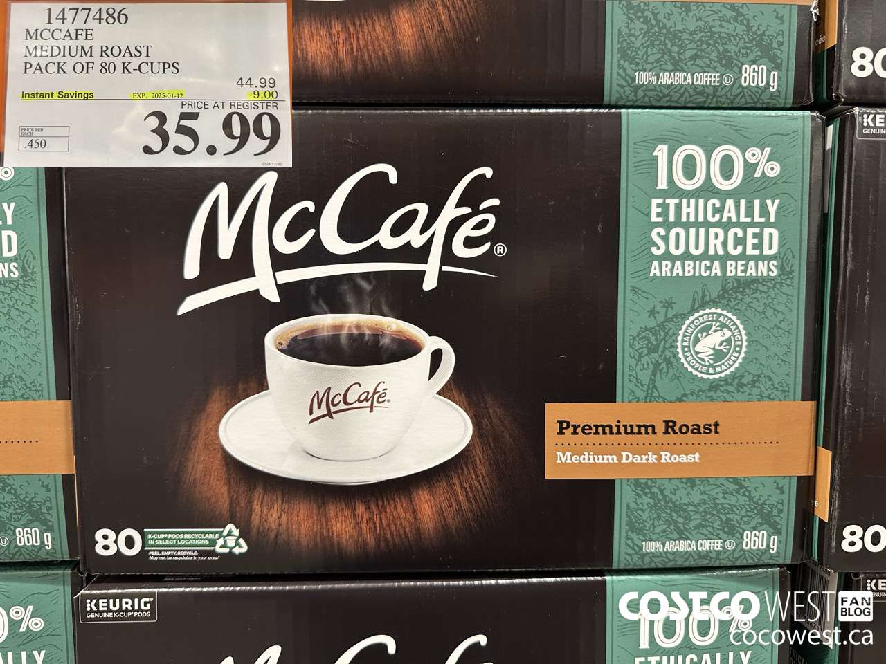 1477486 MCCAFE MEDIUM ROAST K-CUPS 80 COUNT ($9.00 INSTANT SAVINGS EXPIRES ON 2025-01-12) $35.99