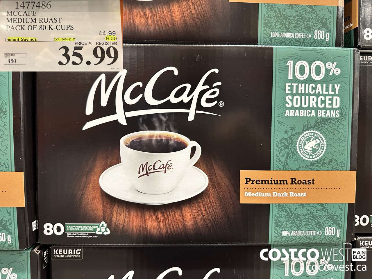 1477486 MCCAFE MEDIUM ROAST K-CUPS 80 COUNT  ($9.00 INSTANT SAVINGS EXPIRES ON 2024-12-27) $35.99