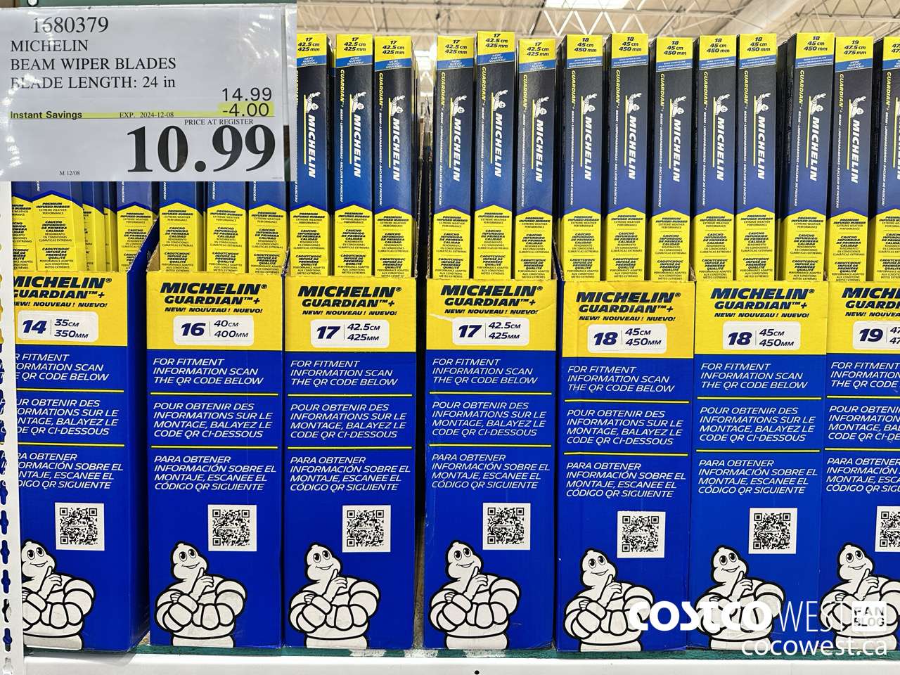 1680379 MICHELIN BEAM WIPER BLADES BLADE LENGTH 24 IN ($4.00 INSTANT SAVINGS EXPIRES ON 2024-12-08) $10.99