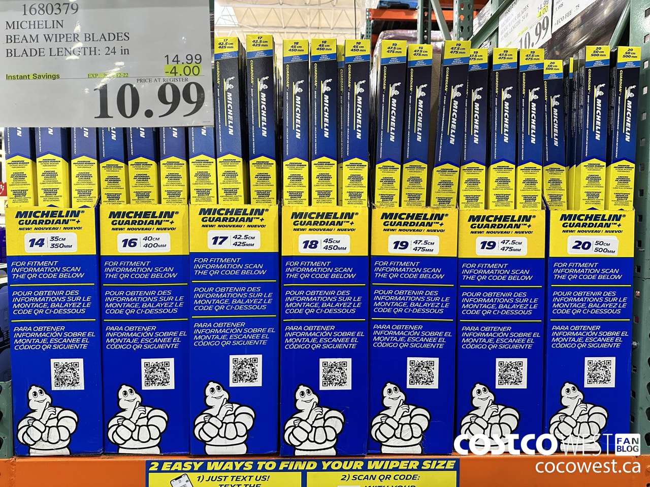 1680379 MICHELIN BEAM WIPER BLADES BLADE LENGTH 24 IN ($4.00 INSTANT SAVINGS EXPIRES ON 2024-12-22) $10.99