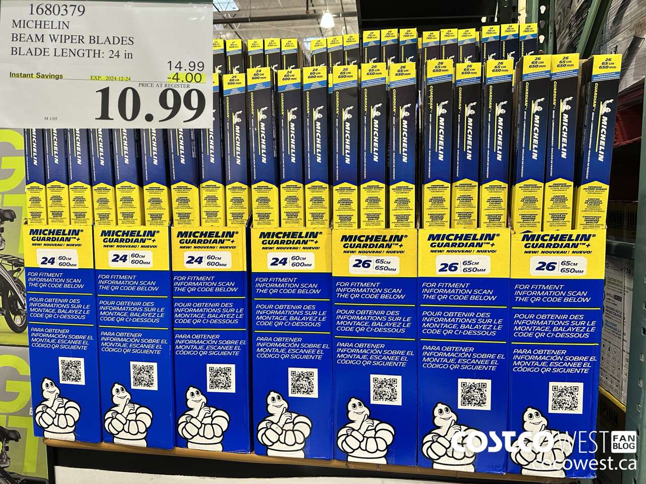 1680379 MICHELIN BEAM WIPER BLADES BLADE LENGTH 24 IN ($4.00 INSTANT SAVINGS EXPIRES ON 2024-12-24) $10.99