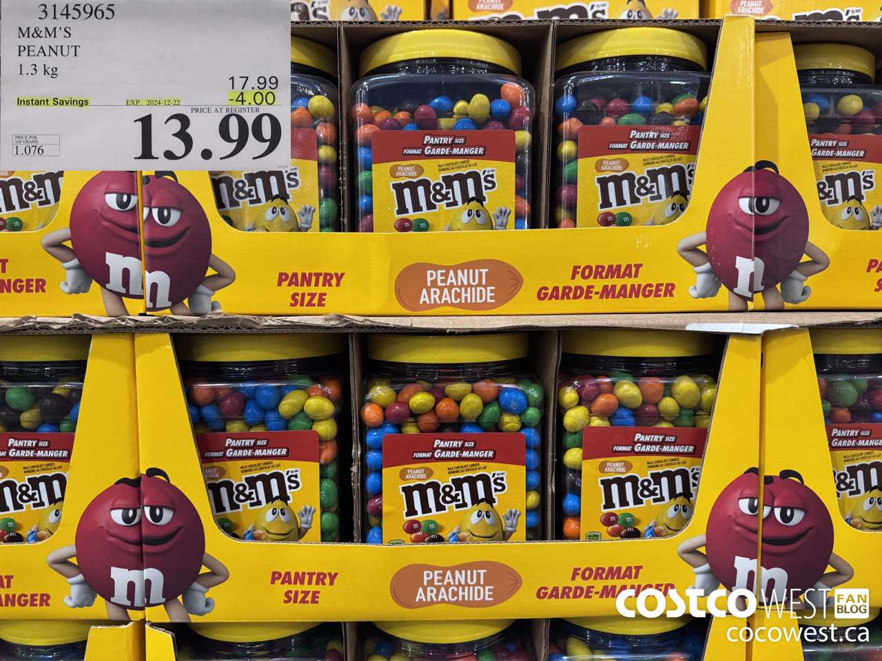 3145965 M&M'S PEANUT 1.3 KG ($4.00 INSTANT SAVINGS EXPIRES ON 2024-12-22) $13.99