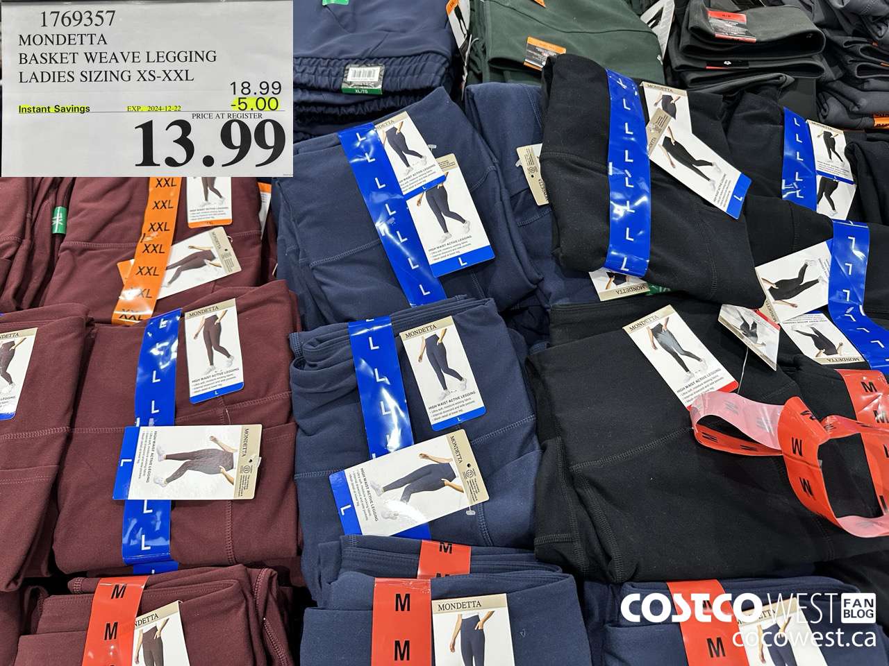 1769357 MONDETTA BASKET WEAVE LEGGING LADIES SIZING XS-XXL ($5.00 INSTANT SAVINGS EXPIRES ON 2024-12-22) $13.99