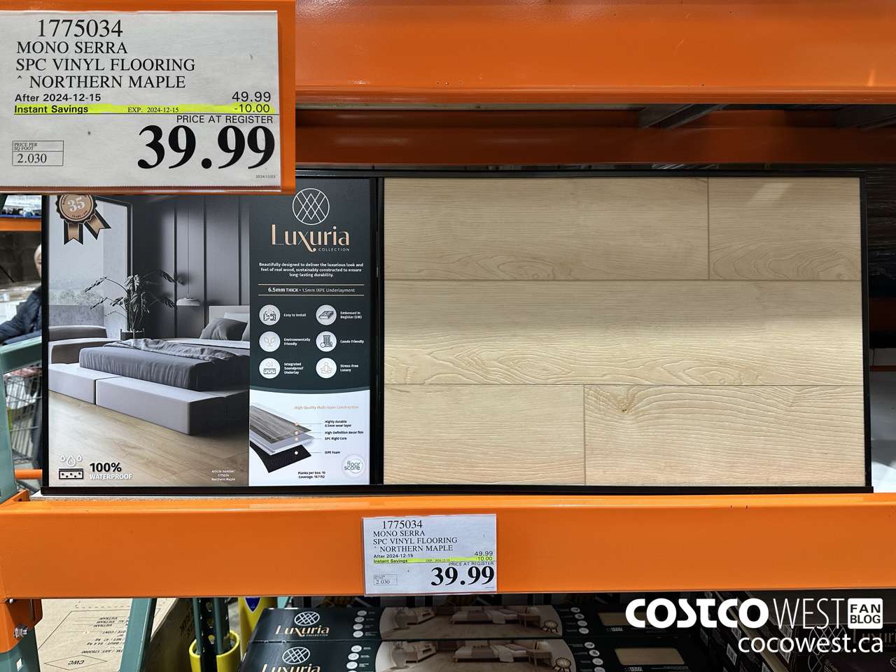 1775034 MONO SERRA SPC VINYL FLOORING NORTHERN MAPLE ($10.00 INSTANT SAVINGS EXPIRES ON 2024-12-15) $39.99