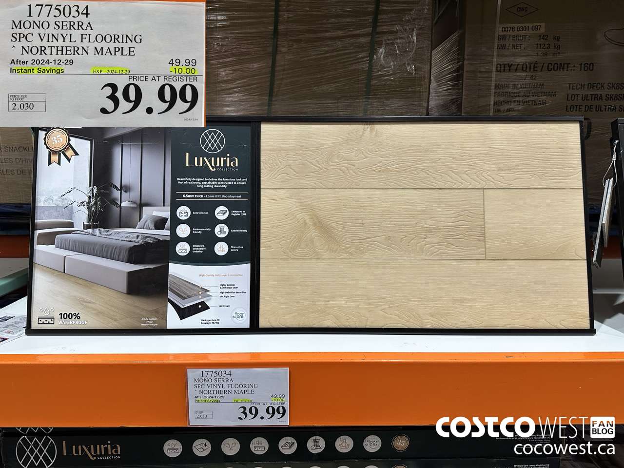 1775034 MONO SERRA SPC VINYL FLOORING NORTHERN MAPLE ($10.00 INSTANT SAVINGS EXPIRES ON 2024-12-29) $39.99