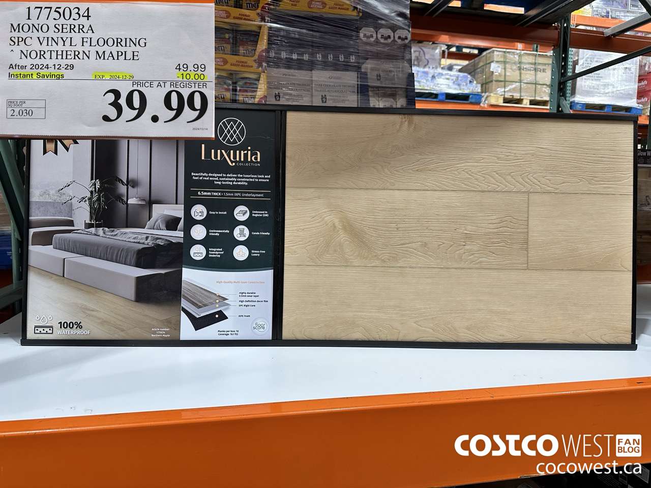 1775034 MONO SERRA SPC VINYL FLOORING NORTHERN MAPLE ($10.00 INSTANT SAVINGS EXPIRES ON 2024-12-29) $39.99