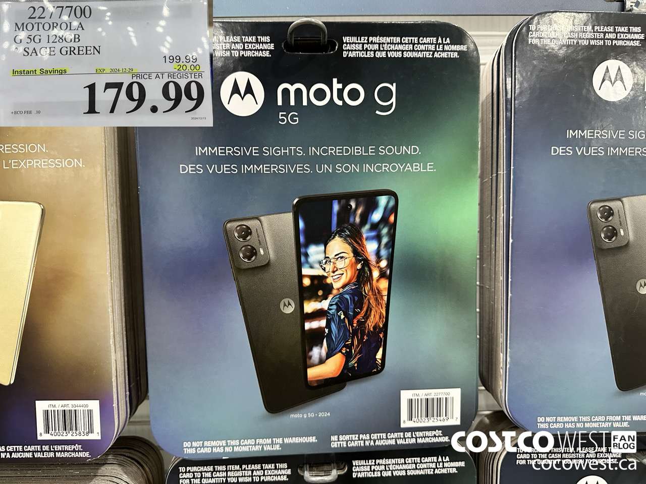 2277700 MOTOROLA G 5G 128GB SAGE GREEN ($20.00 INSTANT SAVINGS EXPIRES ON 2024-12-29) $179.99