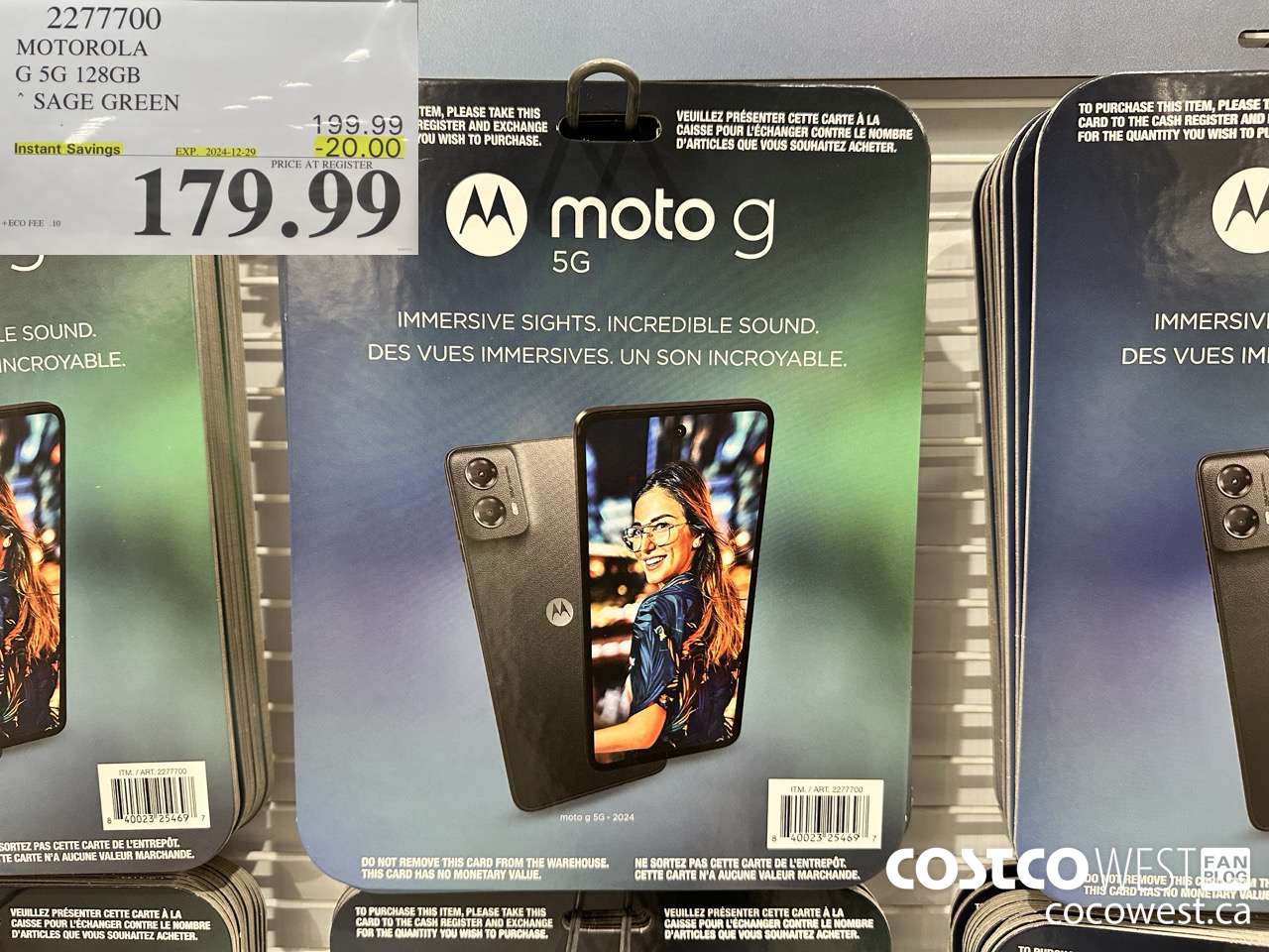 2277700 MOTOROLA G 5G 128GB SAGE GREEN ($20.00 INSTANT SAVINGS EXPIRES ON 2024-12-29) $179.99