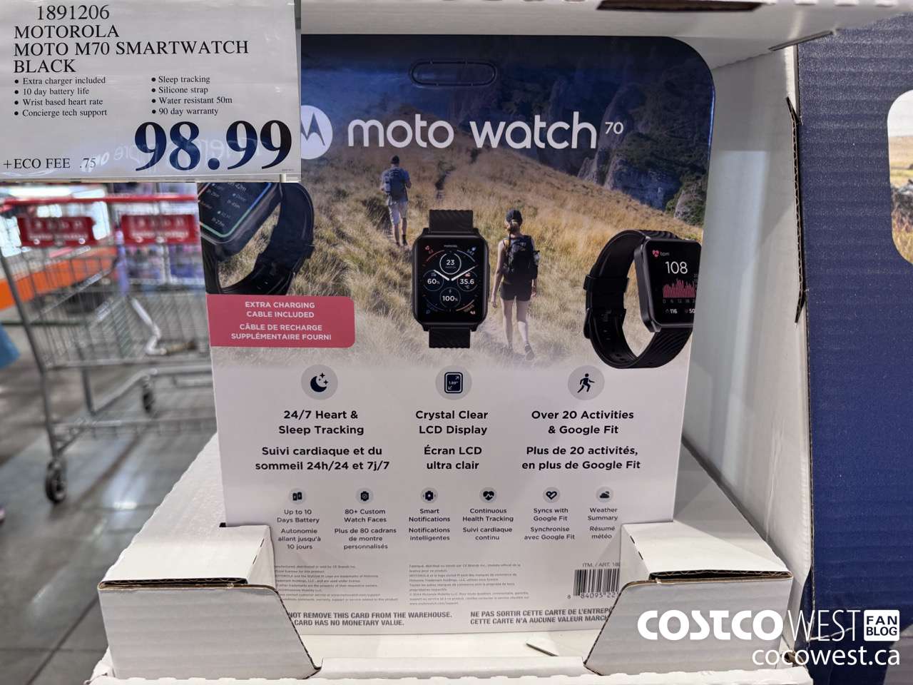 1891206 MOTOROLA MOTO M70 SMARTWATCH BLACK $98.99