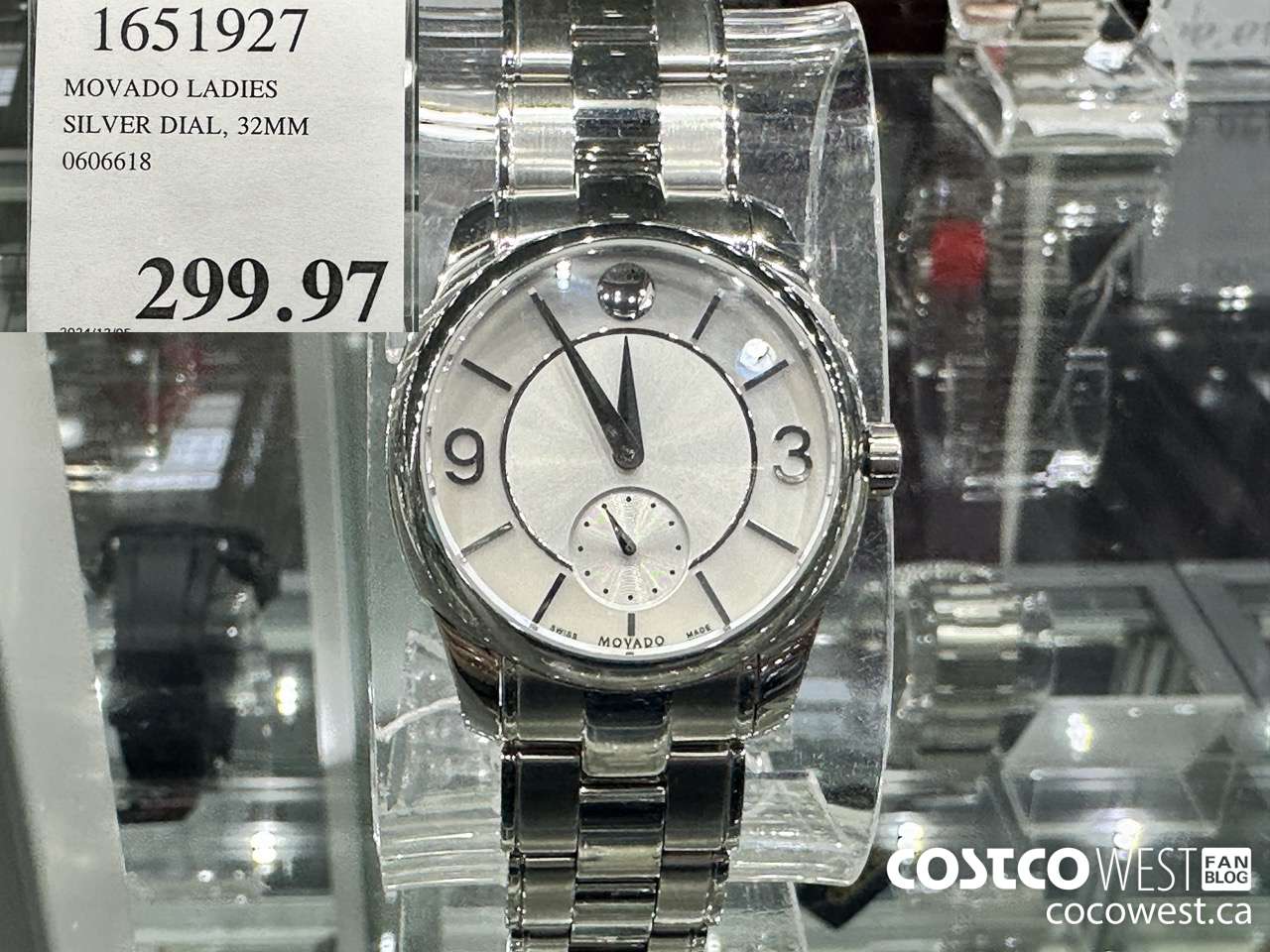 1651927 MOVADO LADIES SILVER DIAL, 32MM 0606618 $299.97