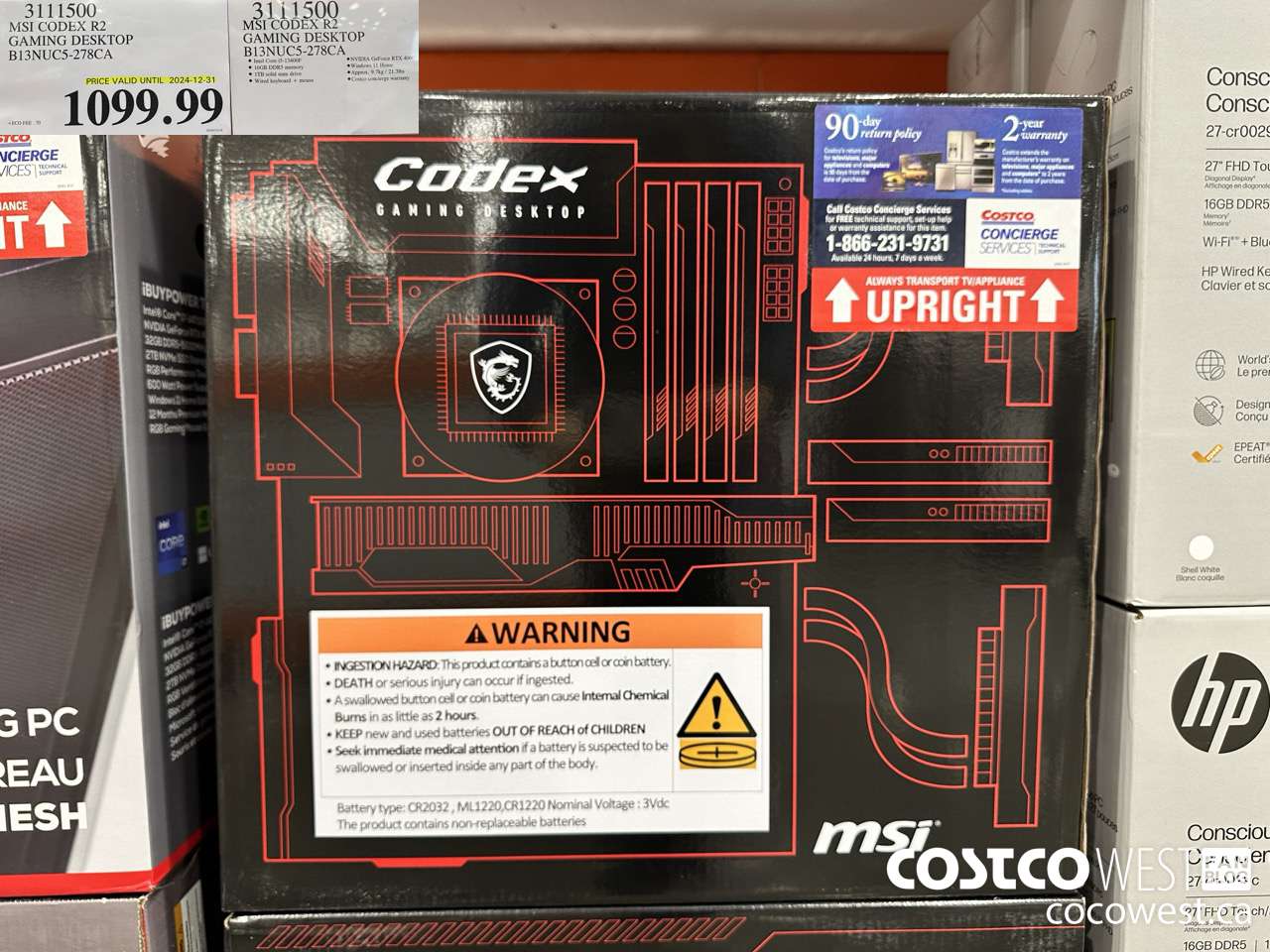3111500 MSI CODEX R2 GAMING DESKTOP B13NUC5-278CA (EXPIRES ON 2024-12-31) $1099.99