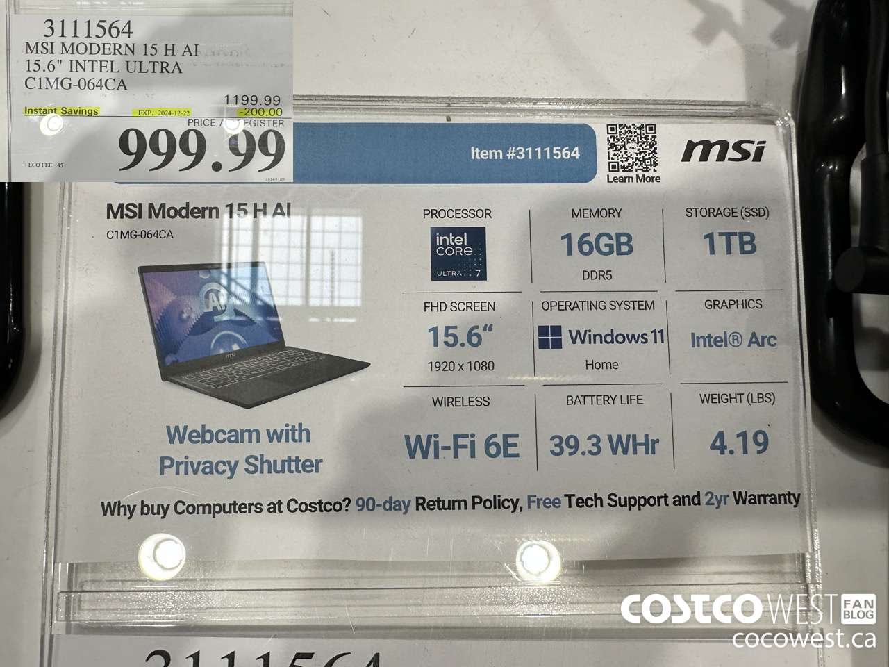 3111564 MSI MODERN 15 H AI 15.6