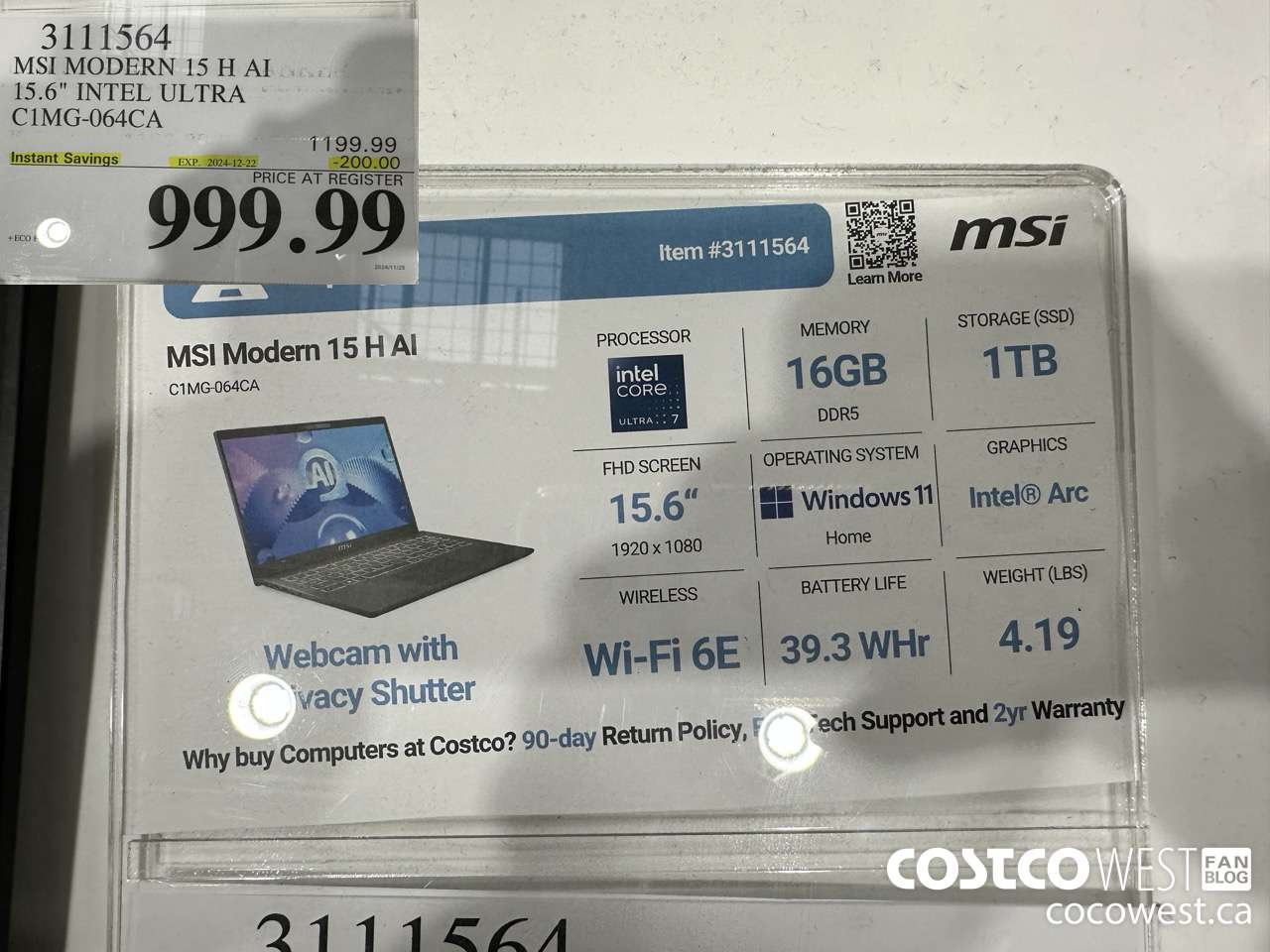 3111564 MSI MODERN 15 H AI 15.6