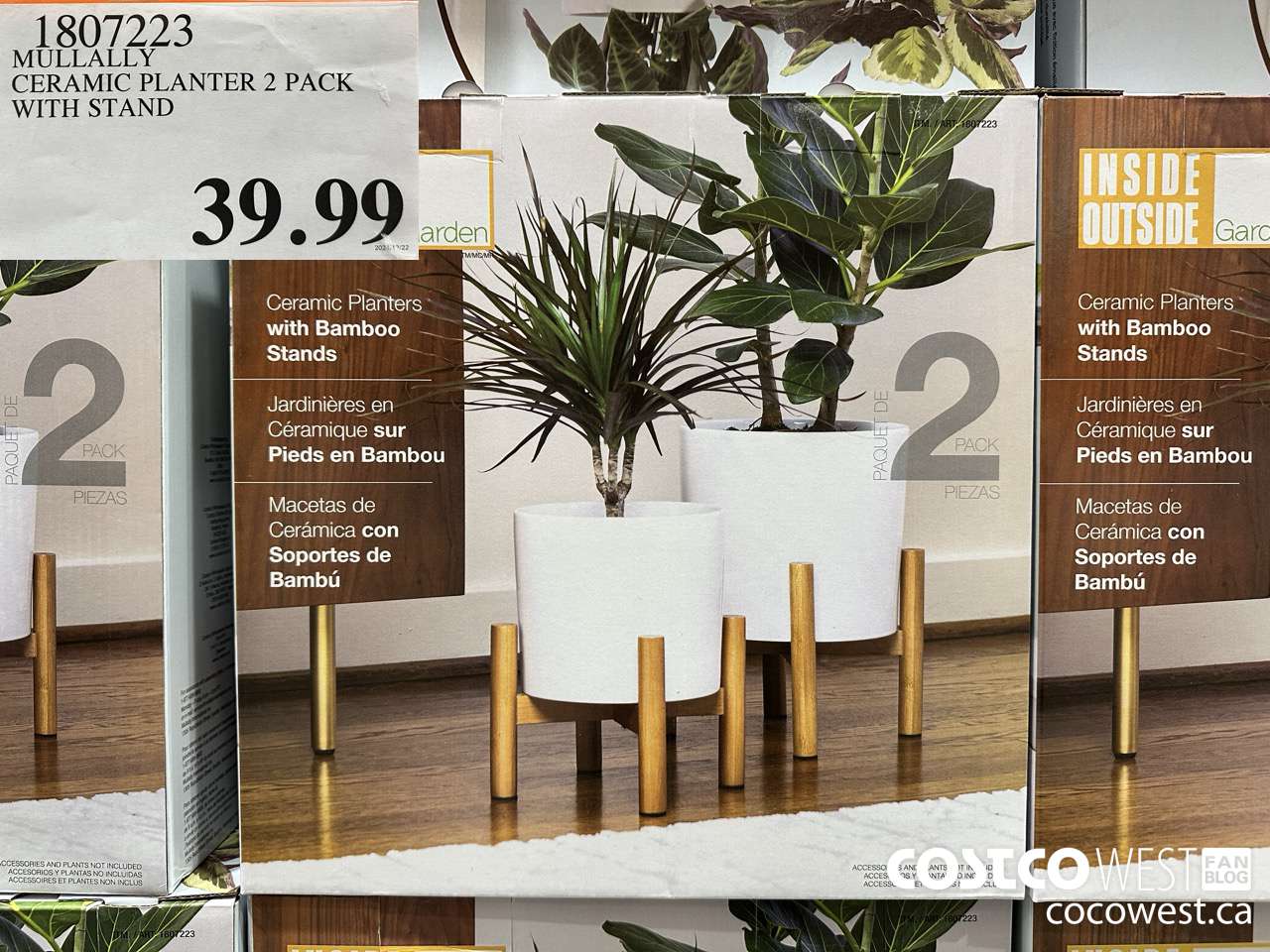 1807223 MULLALLY CERAMIC PLANTER 2 PACK WITH STAND $39.99