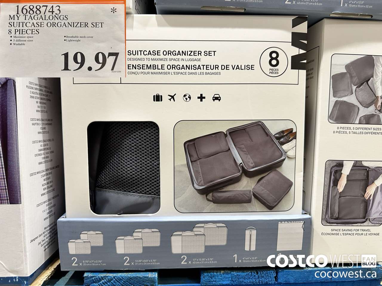 1688743 MY TAGALONGS SUITCASE ORGANIZER SET 8 PIECES $19.97