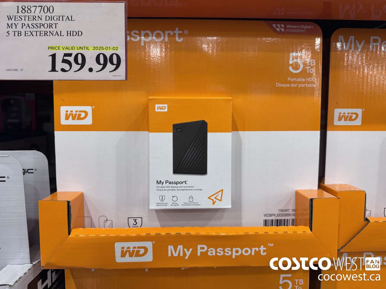 1887700 MY WESTERN DIGITAL MY PASSPORT 5TB HDD HARD DRIVE (EXPIRES ON 2025-01-02) $159.99
