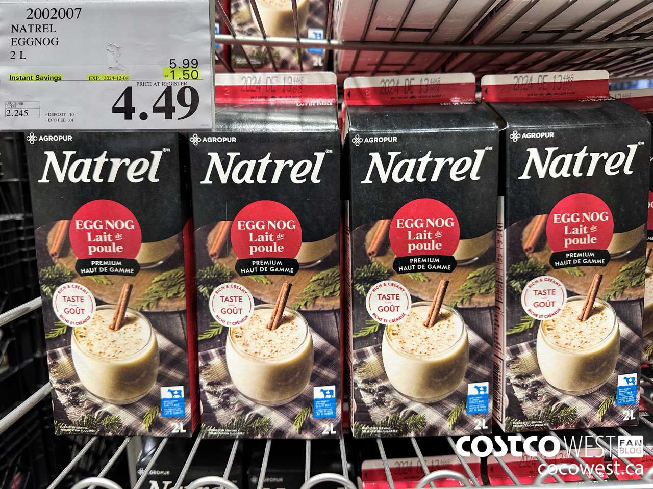 2002007 NATREL EGG NOG 2 L ($1.50 INSTANT SAVINGS EXPIRES ON 2024-12-08) $4.49