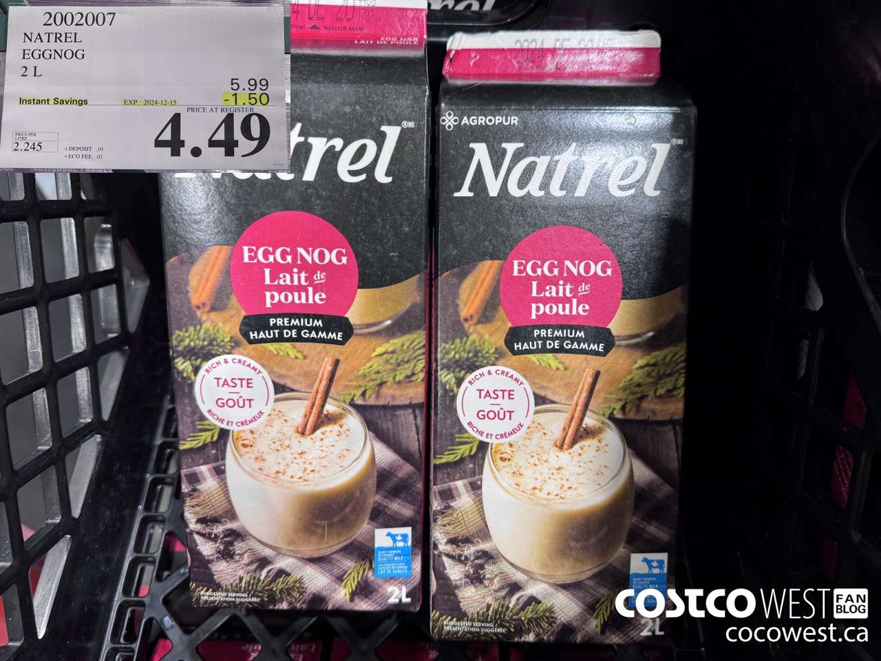 2002007 NATREL EGG NOG 2 L ($1.50 INSTANT SAVINGS EXPIRES ON 2024-12-15) $4.49