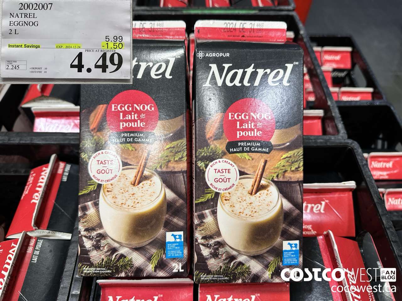 2002007 NATREL EGG NOG 2 L ($1.50 INSTANT SAVINGS EXPIRES ON 2024-12-24) $4.49