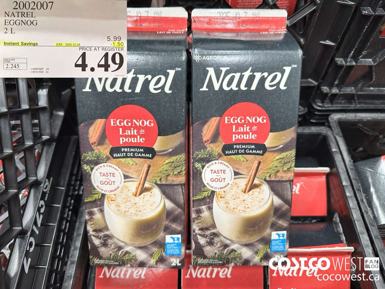 2002007 NATREL EGG NOG 2 L ($1.50 INSTANT SAVINGS EXPIRES ON 2024-12-24) $4.49