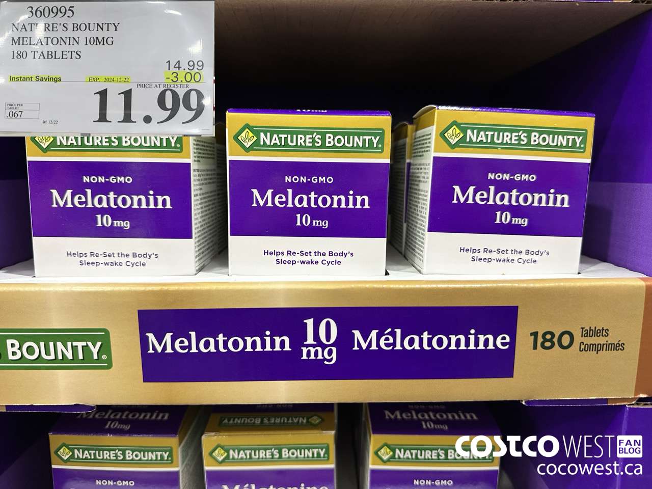 360995 NATURE'S BOUNTY MELATONIN GUMMIES 180 GUMMIES ($3.00 INSTANT SAVINGS EXPIRES ON 2024-12-22) $11.99