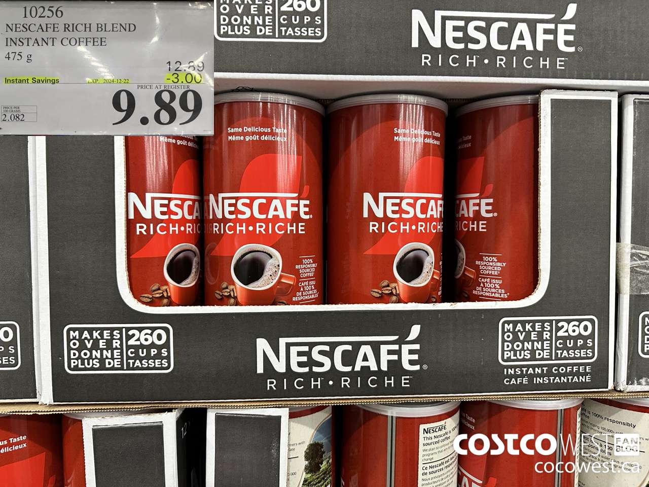 10256 NESCAFE RICH BLEND INSTANT COFFEE 475G ($3.00 INSTANT SAVINGS EXPIRES ON 2024-12-22) $9.89