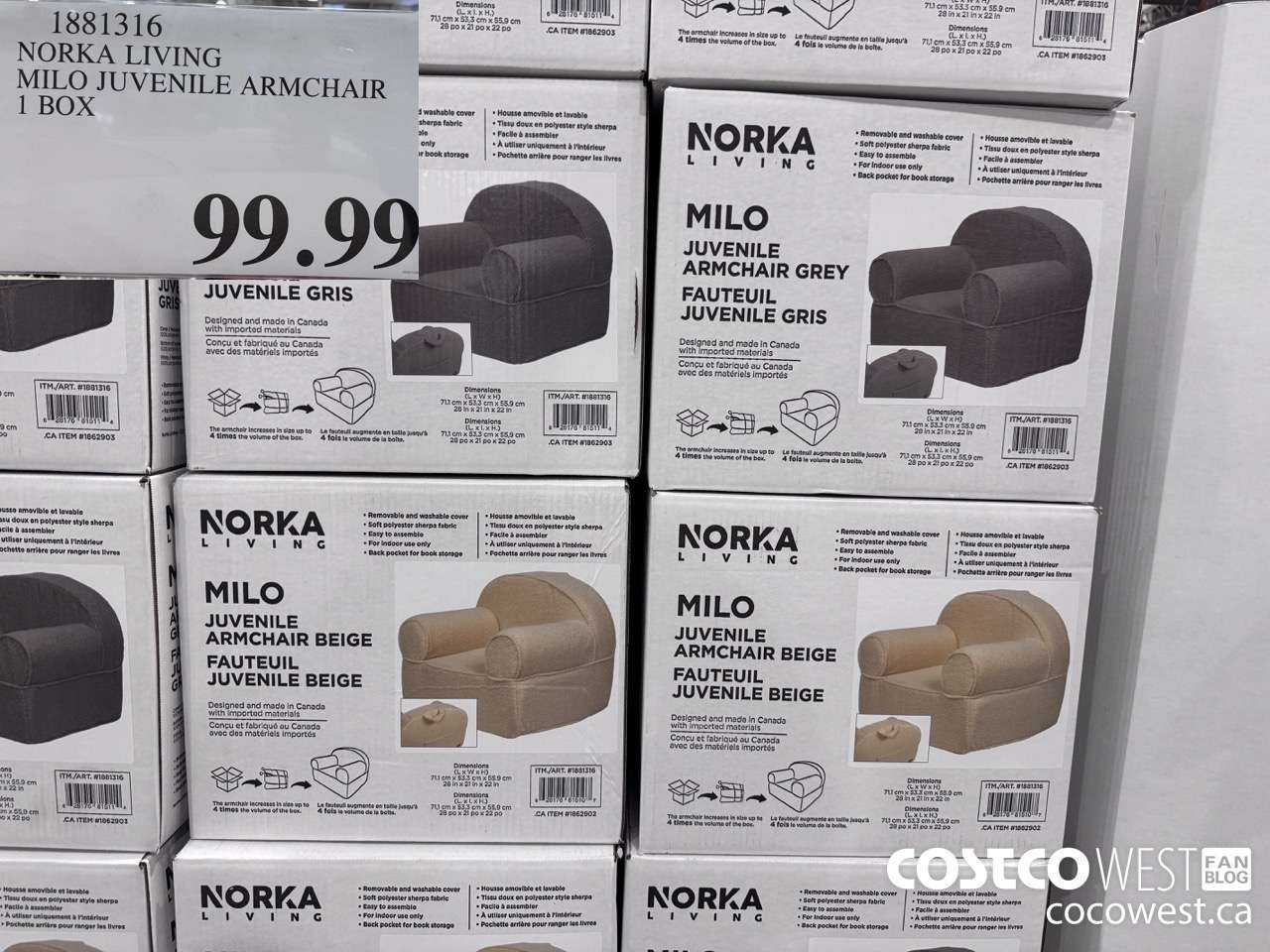 1881316 NORKA LIVING MILO JUVENILE ARMCHAIR 1 BOX $99.99
