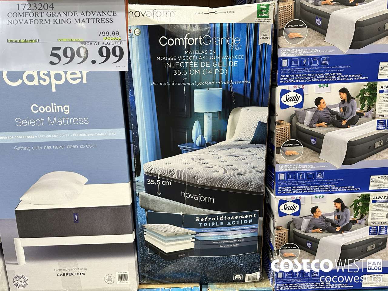 1723204 NOVAFORM COMFORTGRANDE ADVANCED KING MATTRESS ($200.00 INSTANT SAVINGS EXPIRES ON 2024-12-29) $599.99