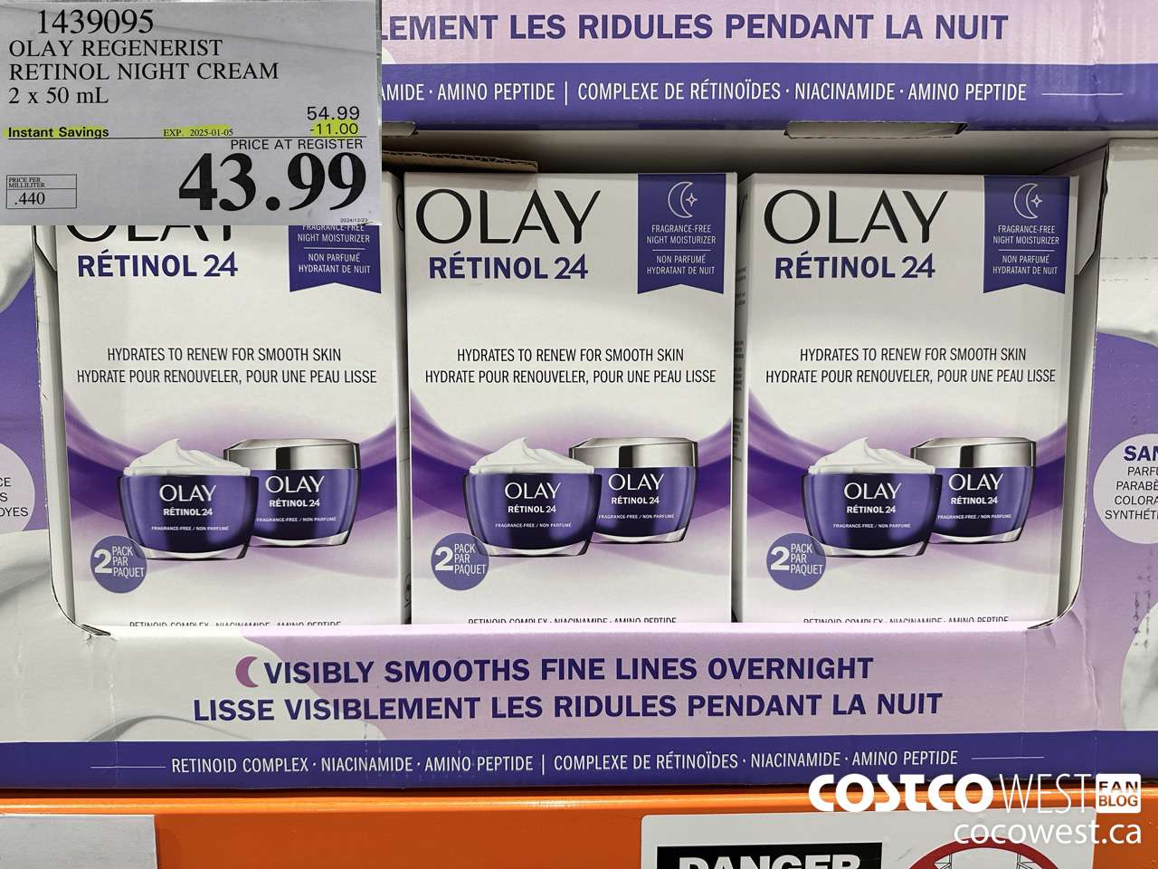 1439095 OLAY REGENERIST RETINOL24 NIGHT CREAM 2 x 50 mL ($11.00 INSTANT SAVINGS EXPIRES ON 2025-01-05) $43.99