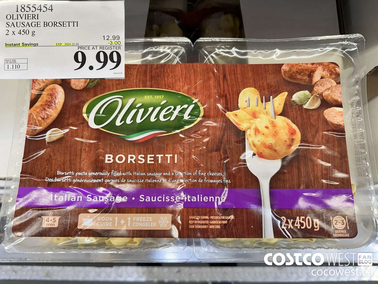1855454 OLIVIERI SAUSAGE BORSETTI 2 X 450G ($3.00 INSTANT SAVINGS EXPIRES ON 2024-12-24) $9.99
