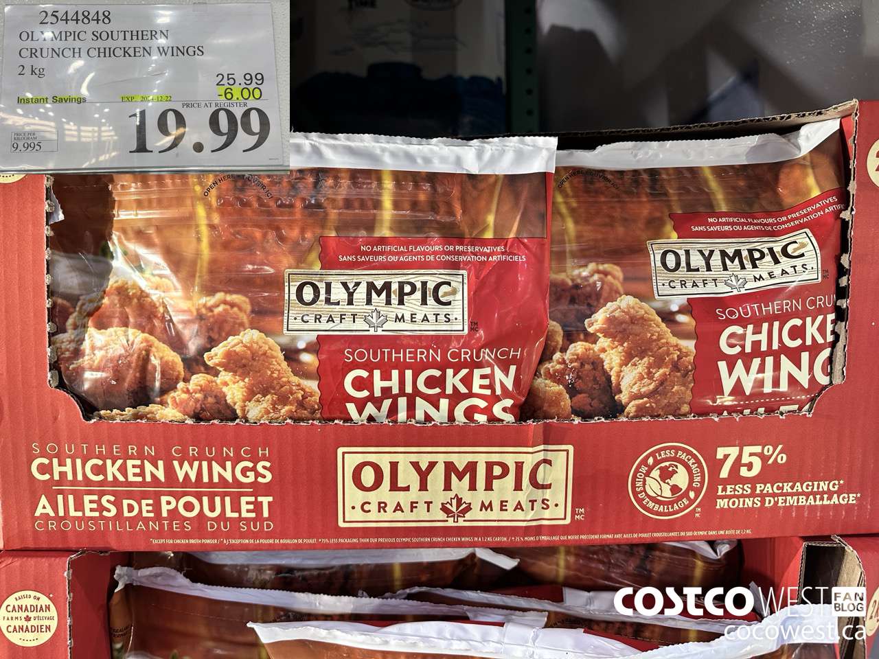 2544848 OLYMPIC SOUTHERN CRUNCH CHICKEN WINGS 2KG ($6.00 INSTANT SAVINGS EXPIRES ON 2024-12-22) $19.99