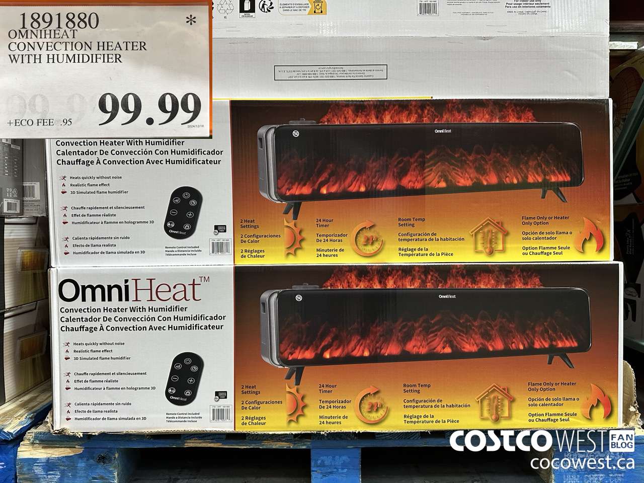 1891880 OMNIHEAT CONVECTION HEATER WITH HUMIDIFIER $99.99