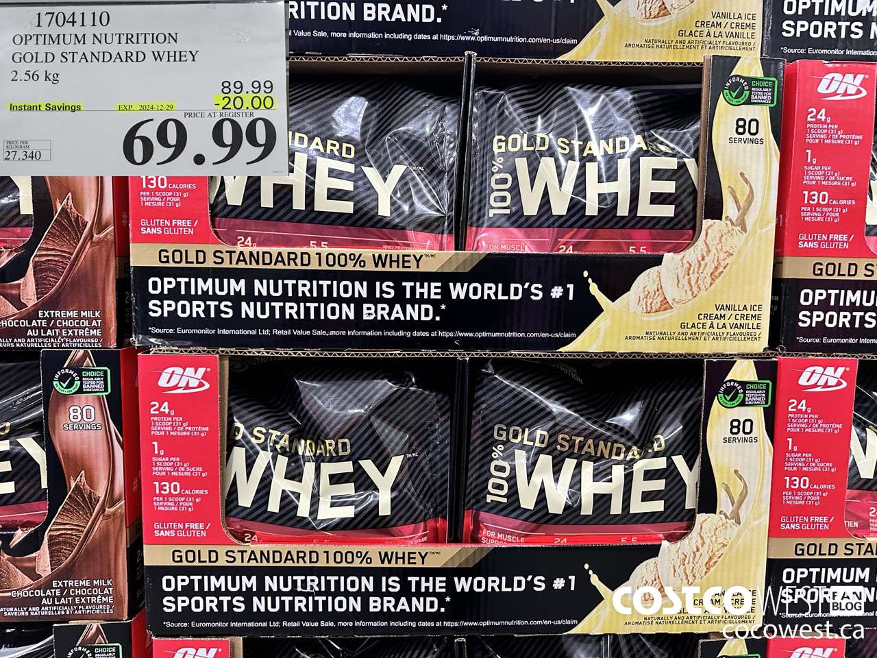 1704110 OPTIMUM NUTRITION GOLD STANDARD WHEY 2.56 KG ($20.00 INSTANT SAVINGS EXPIRES ON 2024-12-29) $69.99