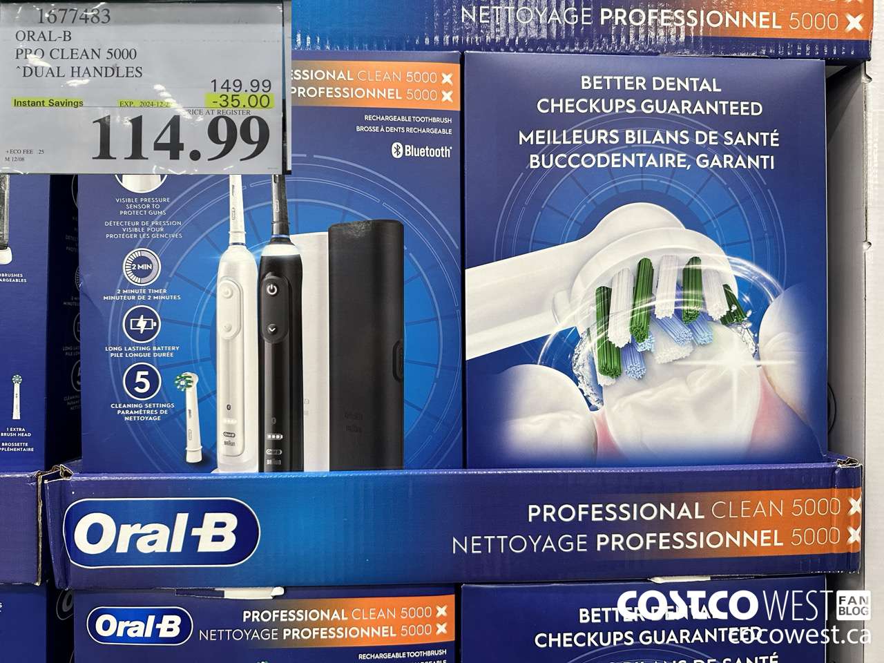 1677483 ORAL-B PRO CLEAM 5000 DUAL HANDLES ($35.00 INSTANT SAVINGS EXPIRES ON 2024-12-22) $114.99