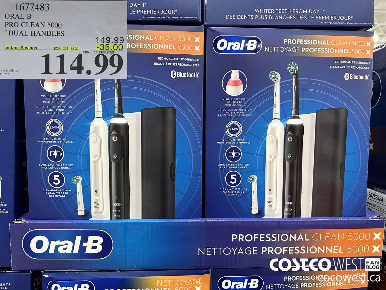 1677483 ORAL-B PRO CLEAM 5000 DUAL HANDLES ($35.00 INSTANT SAVINGS EXPIRES ON 2024-12-22) $114.99
