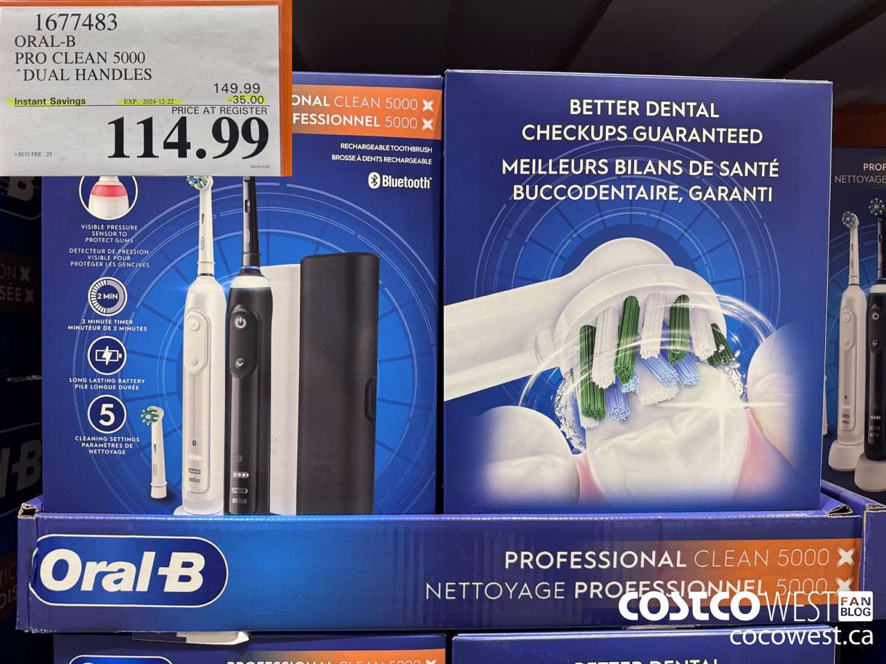 1677483 ORAL-B PRO CLEAM 5000 DUAL HANDLES ($35.00 INSTANT SAVINGS EXPIRES ON 2024-12-22) $114.99