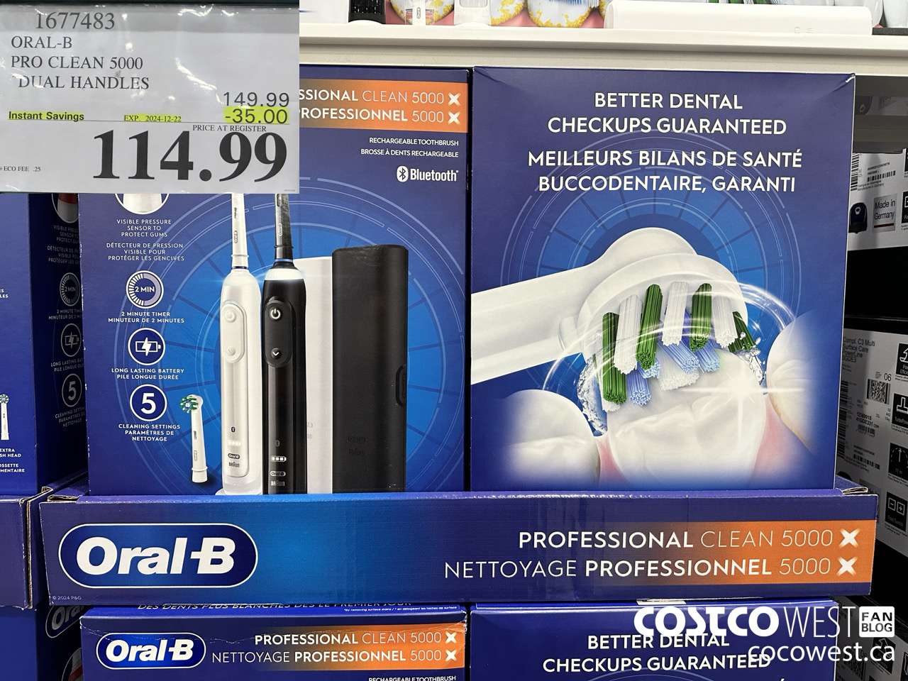 1677483 ORAL-B PRO CLEAM 5000 DUAL HANDLES ($35.00 INSTANT SAVINGS EXPIRES ON 2024-12-22) $114.99