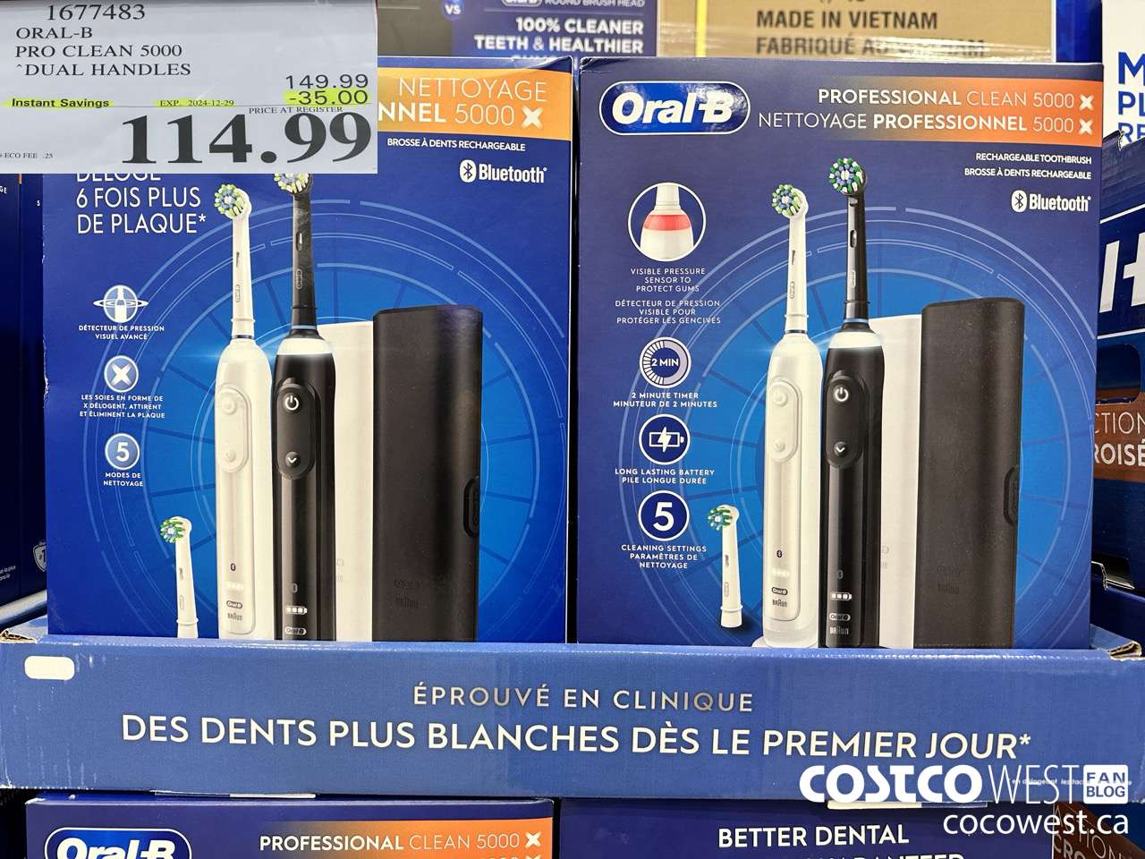 1677483 ORAL-B PRO CLEAN 5000 DUAL HANDLES ($35.00 INSTANT SAVINGS EXPIRES ON 2024-12-29) $114.99