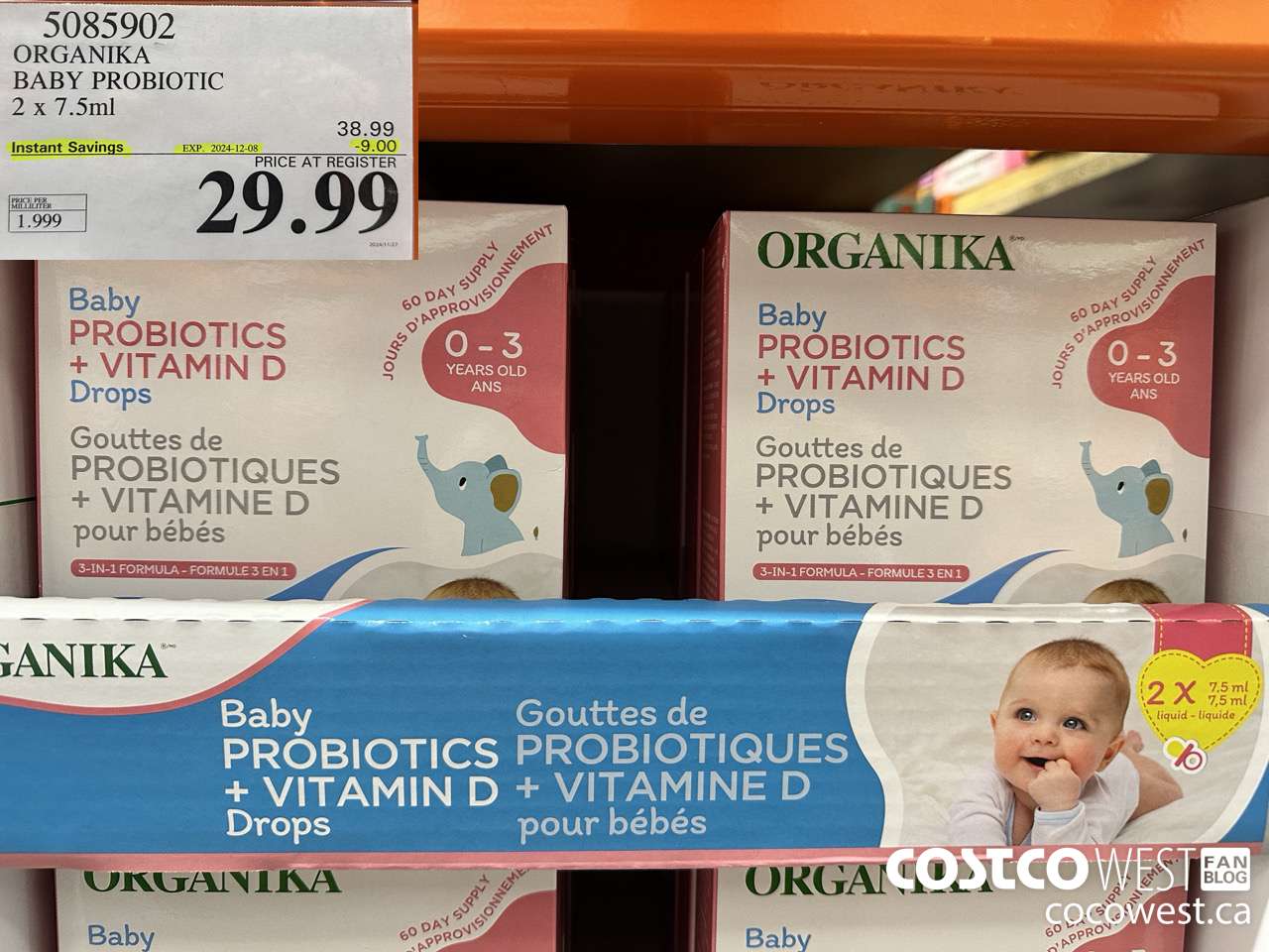 5085902 ORGANIKA BABY PROBIOTIC 2 X 7.5ML ($9.00 INSTANT SAVINGS EXPIRES ON 2024-12-08) $29.99