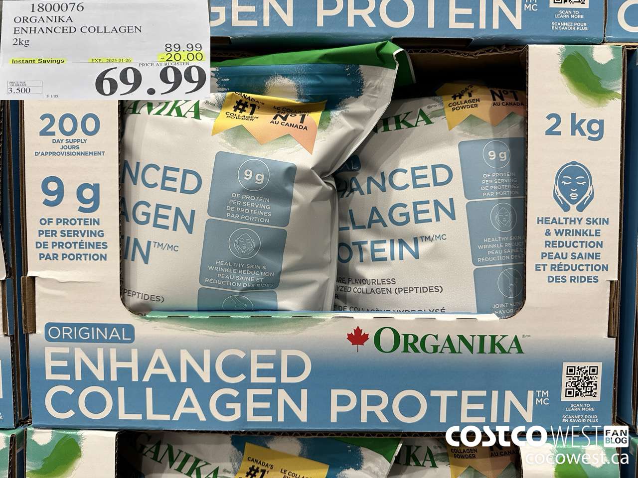 1800076 ORGANIKA ENHANCED COLLAGEN 2KG ($20.00 INSTANT SAVINGS EXPIRES ON 2025-01-26) $69.99